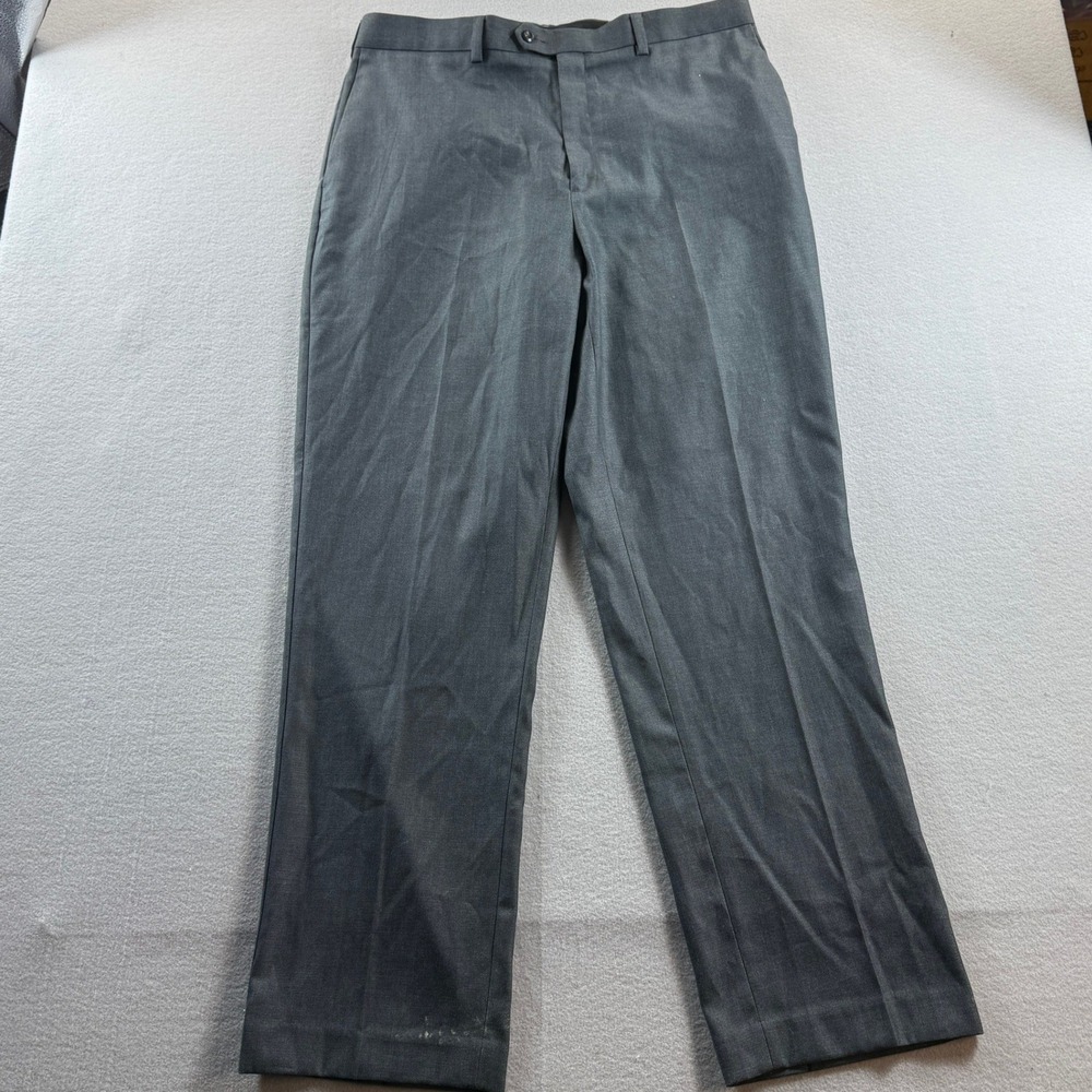 John Henry Dress Pants Mens 36x32 Gray Flat Front Straight Leg Slacks Officewear
